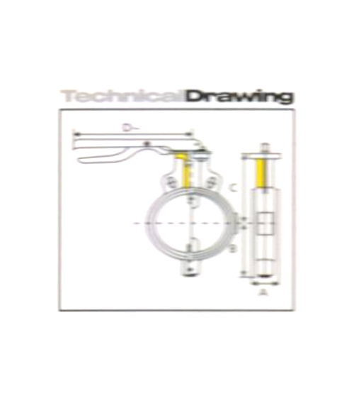 Cast Iron Wafer Type Butterfly Valve Drawing